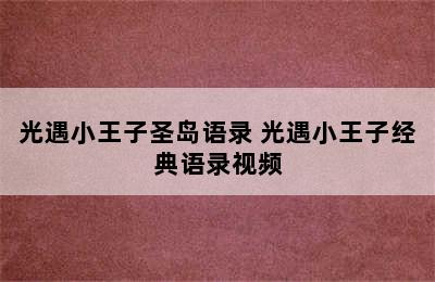 光遇小王子圣岛语录 光遇小王子经典语录视频